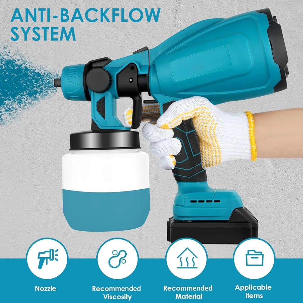 Cordless HVLP Paint Spray Gun 48V – 2 Rechargeable Batteries