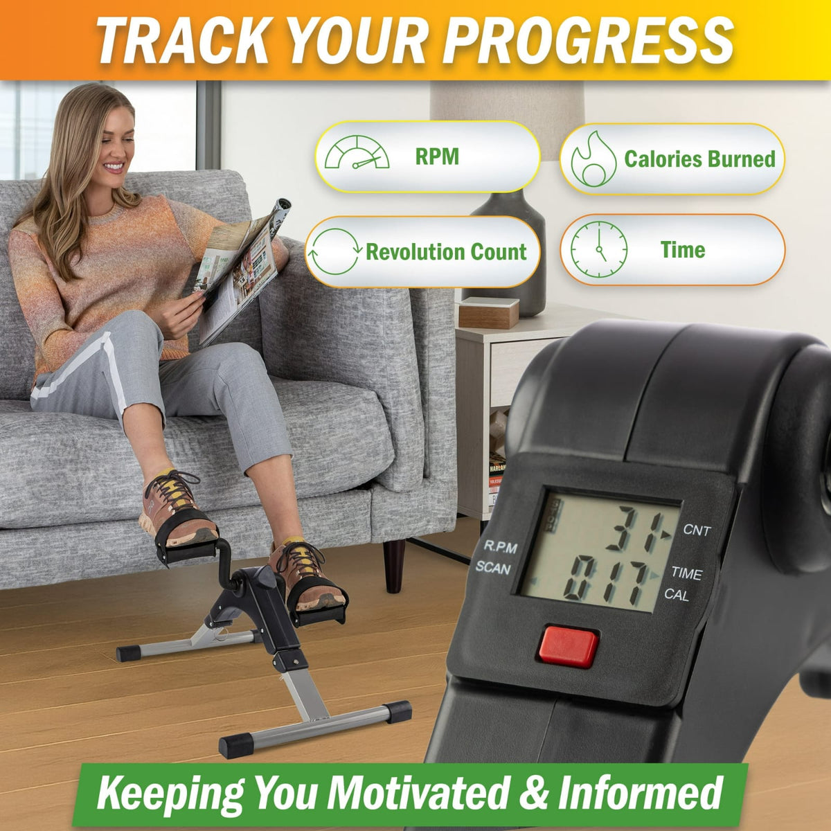 Portable Pedal Exercise Bike with Digital Display – Home Fitness Cycle